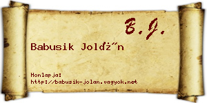 Babusik Jolán névjegykártya