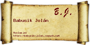 Babusik Jolán névjegykártya