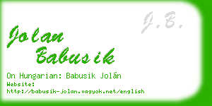 jolan babusik business card